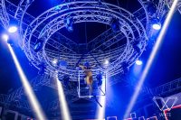 White Dubai entertainers, carried in live show with Chain Master electric chain hoists